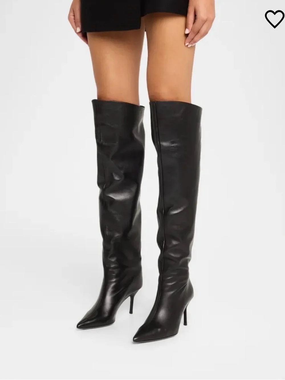 New STAUD Sebastian Black Leather Over The Knee Boots $895 Size EU 39 US 9